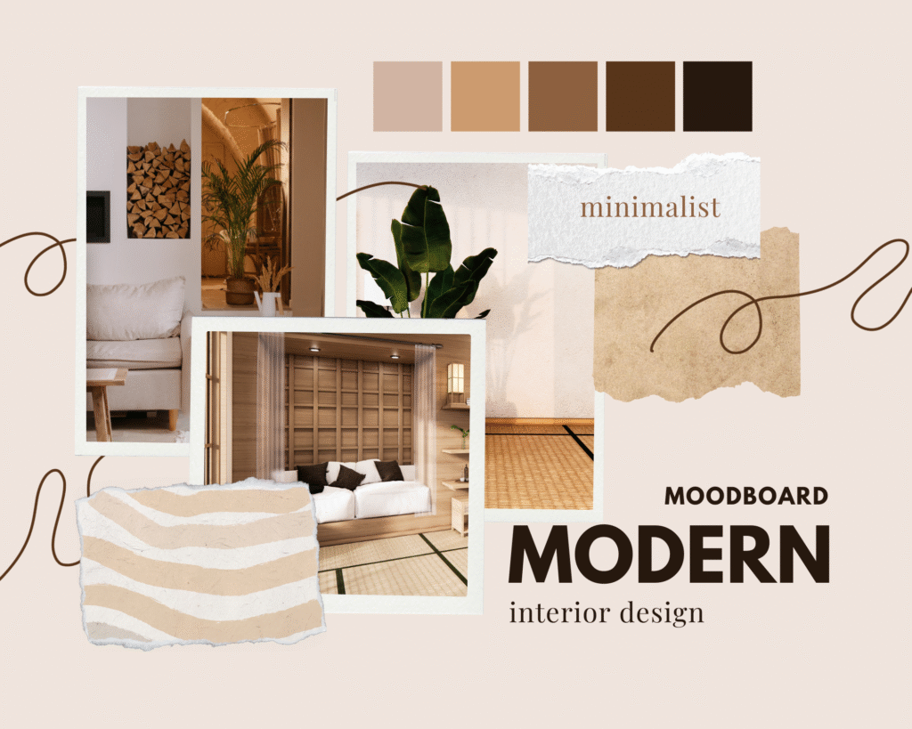 neutral interior design moodboard photo collage